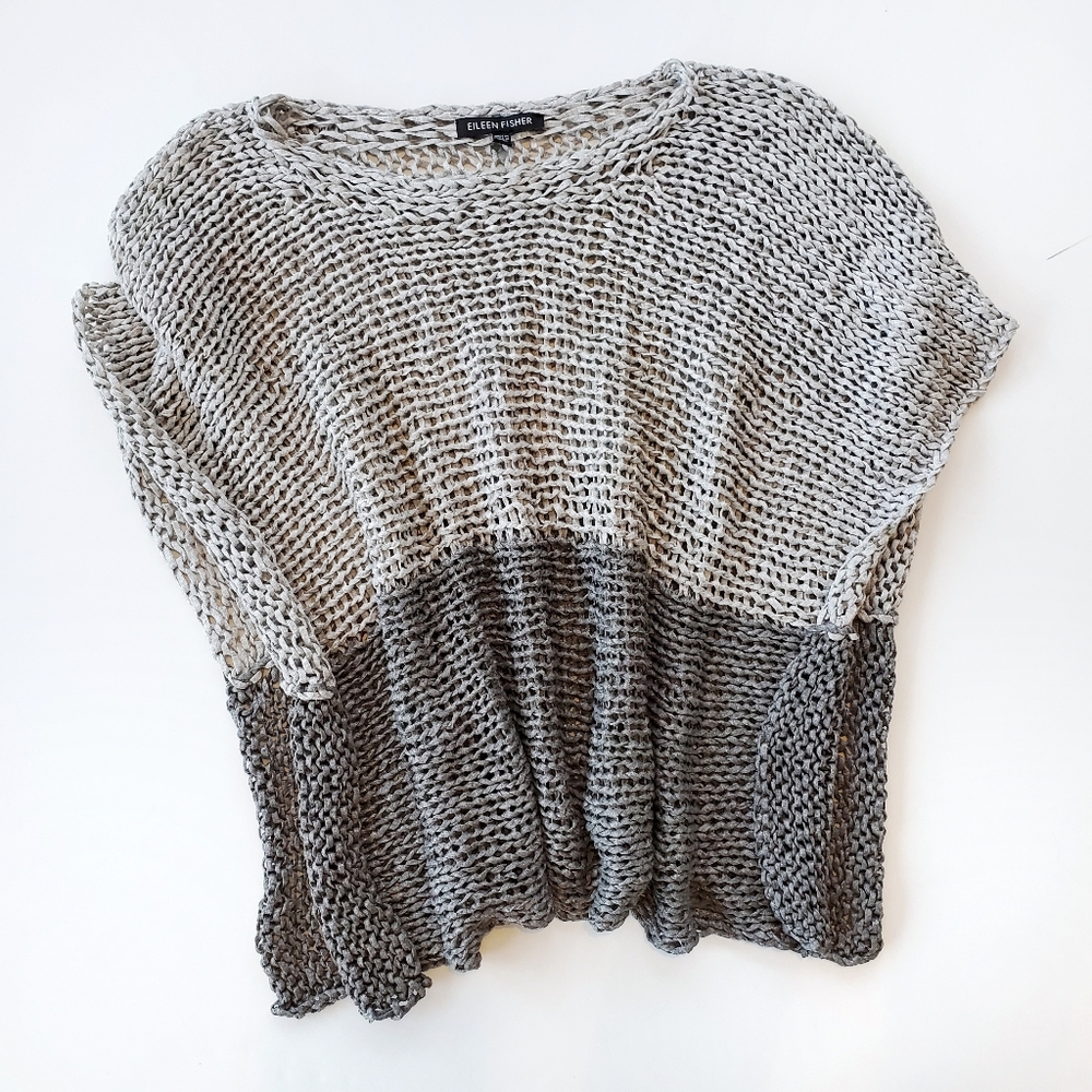 Eileen Fisher Cropped Open Weave Box Top